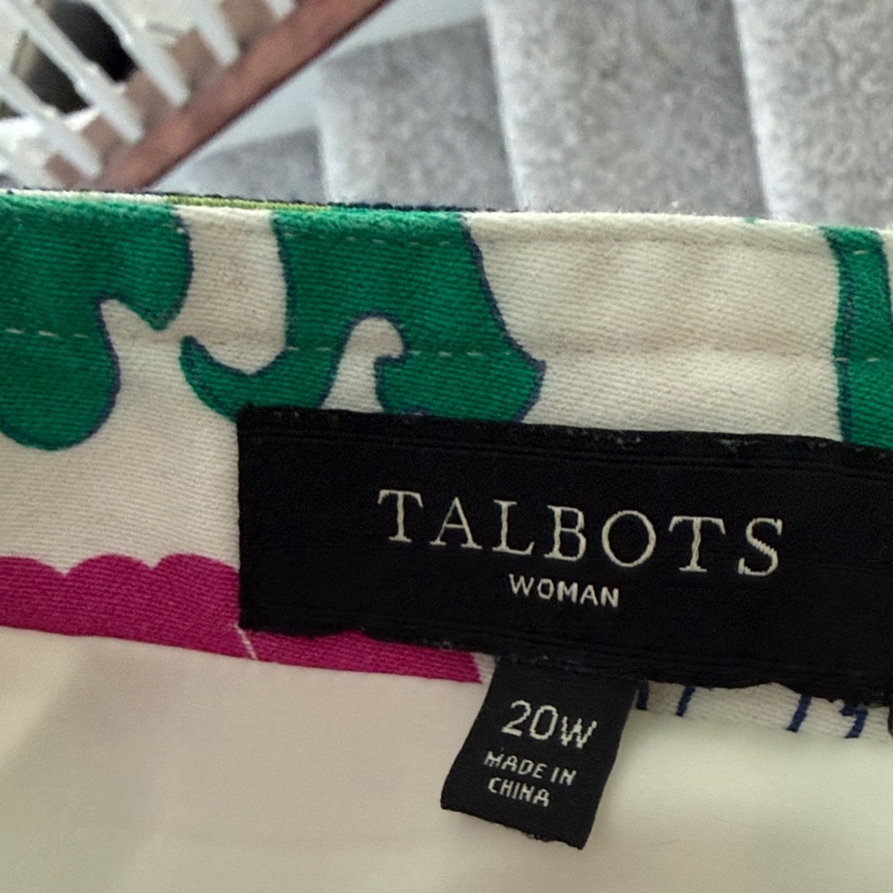 Talbots Pink and Green Floral Pencil Skirt - Picture 2 of 7